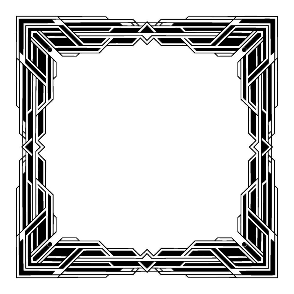 Art Deco Frame, Geometric , Black and White, Empty Center vector