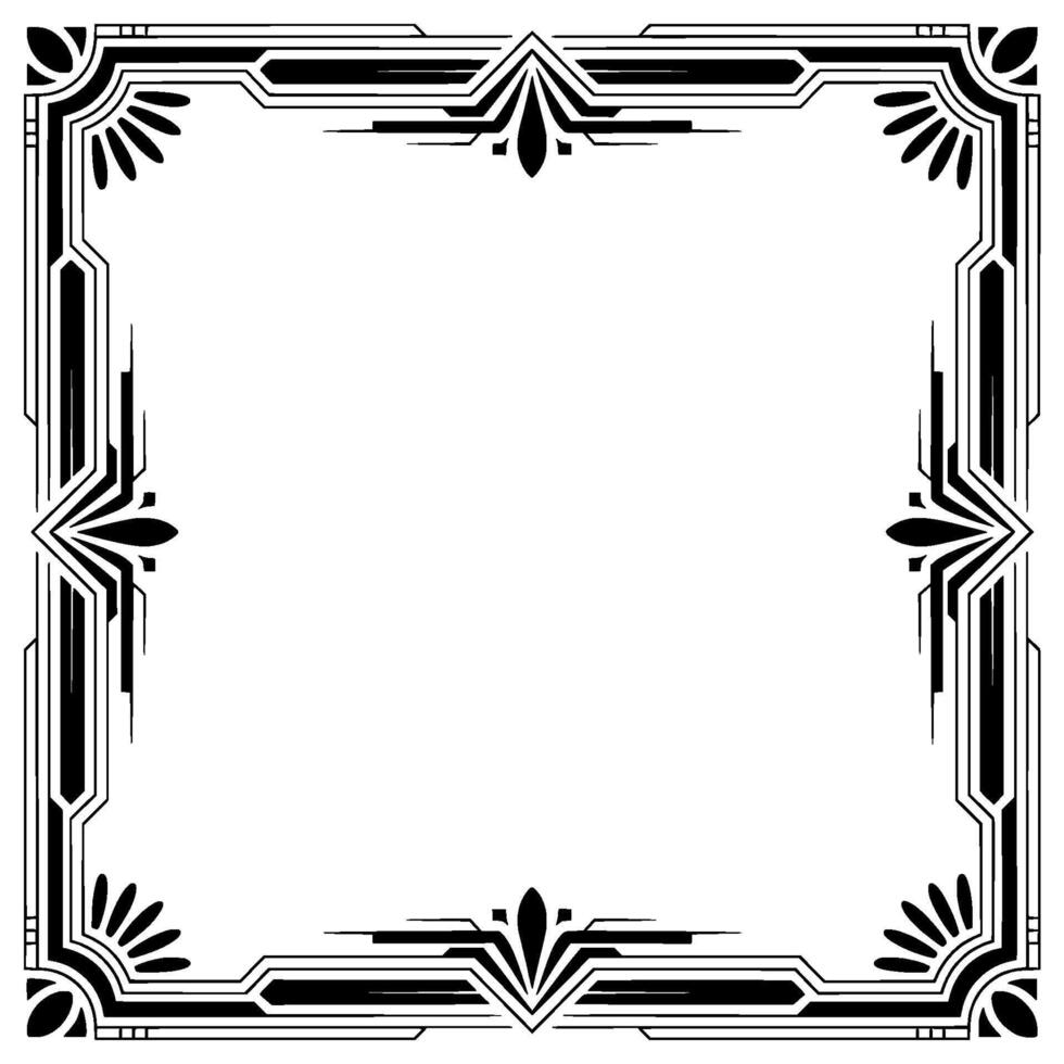Art Deco Frame, Black and White, Elegant Border, Element vector