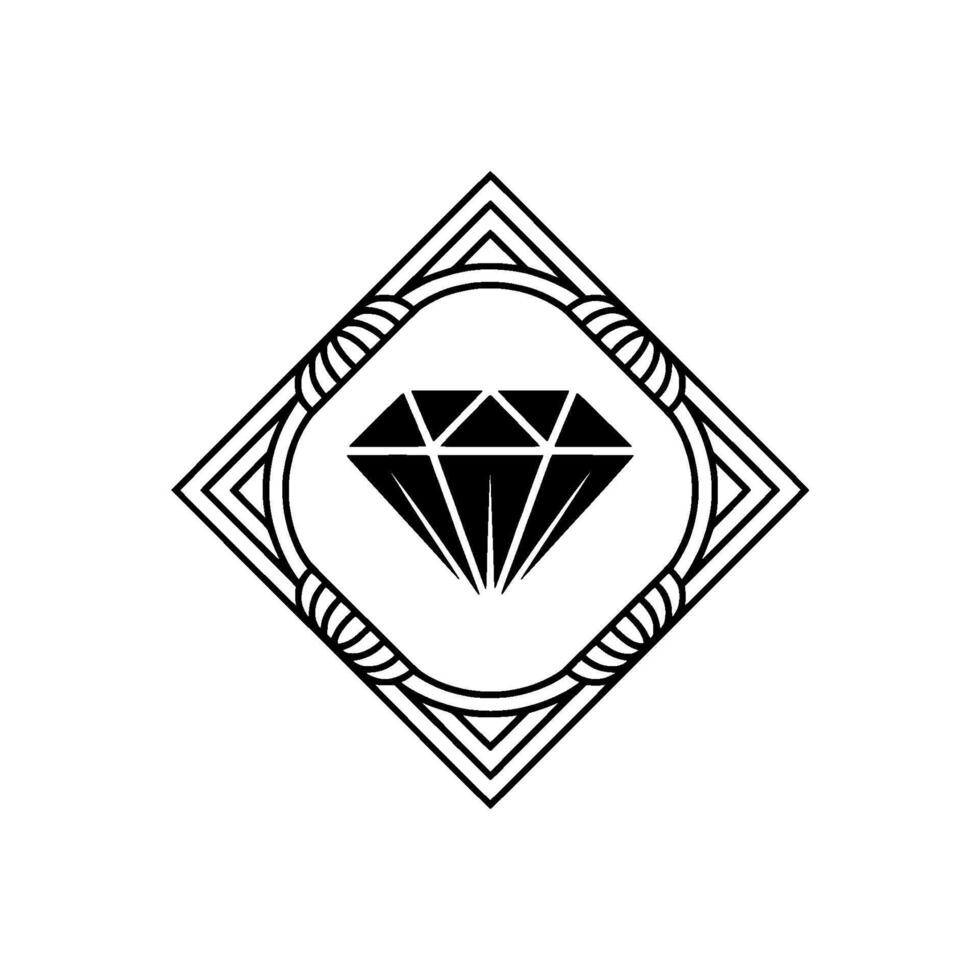 Geometric Diamond in Art Deco Frame, Minimalist vector