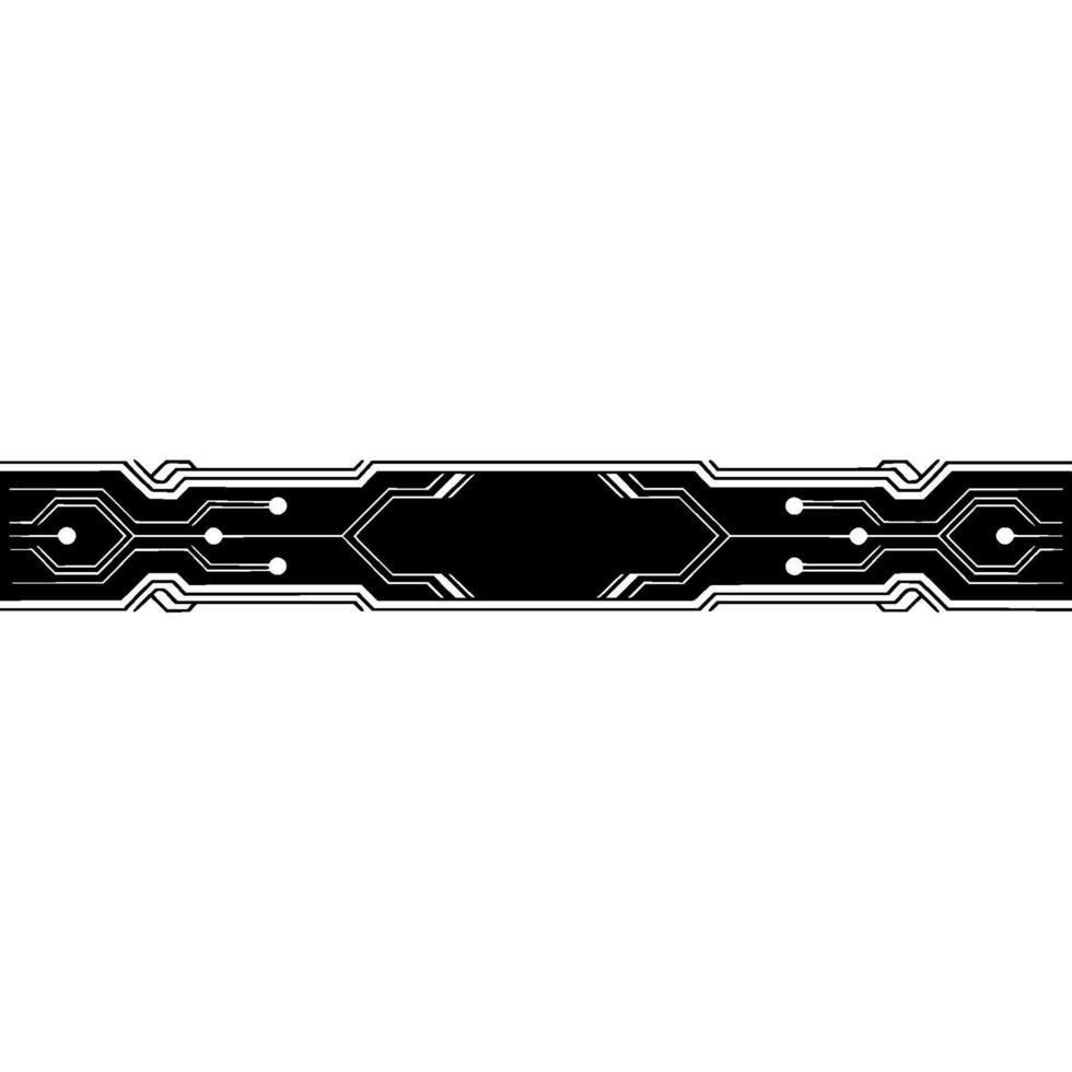 Modern Tech Banner Circuit Board Element, Black and White vector