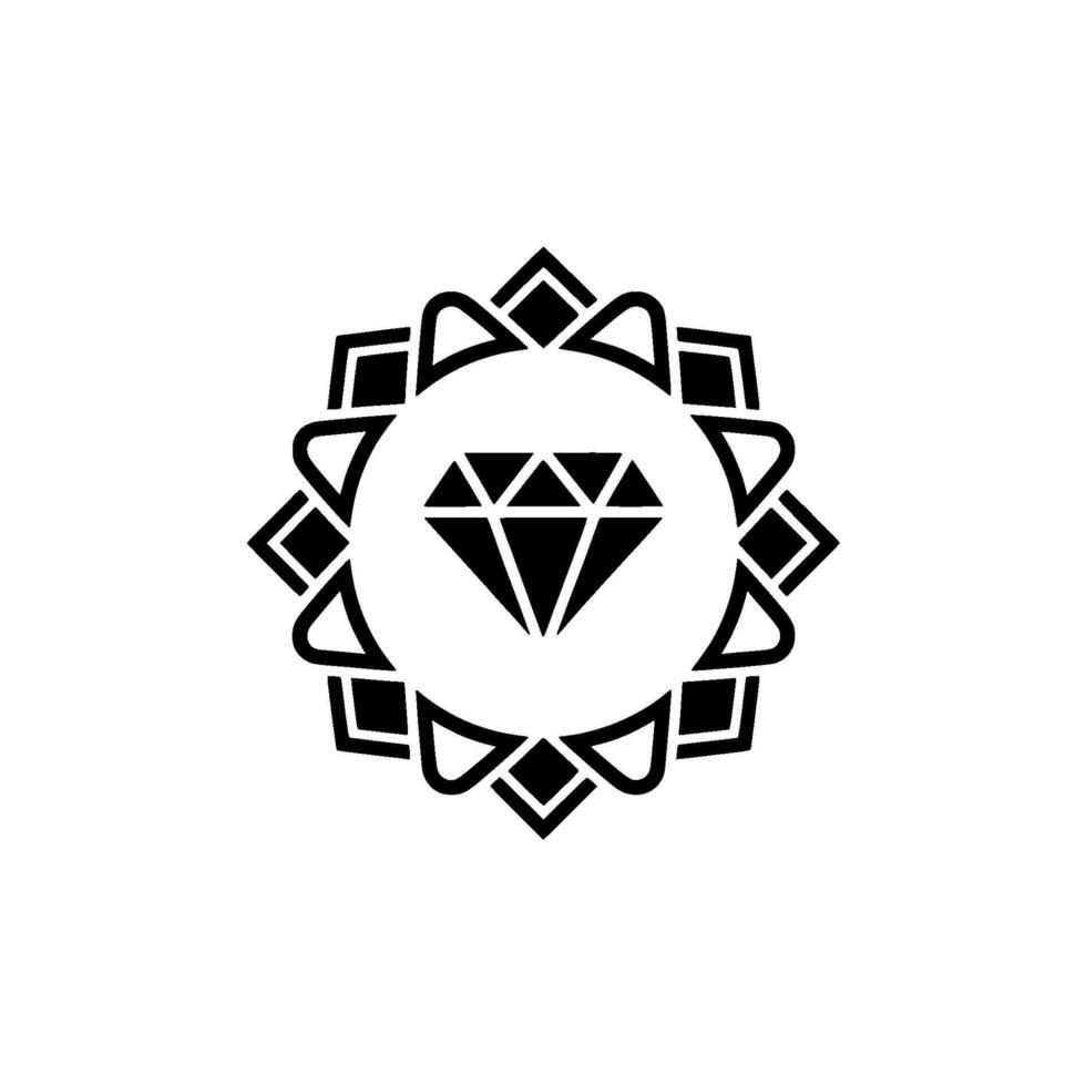 Minimalist Diamond in a Geometric Ornamental Frame, Black and White vector
