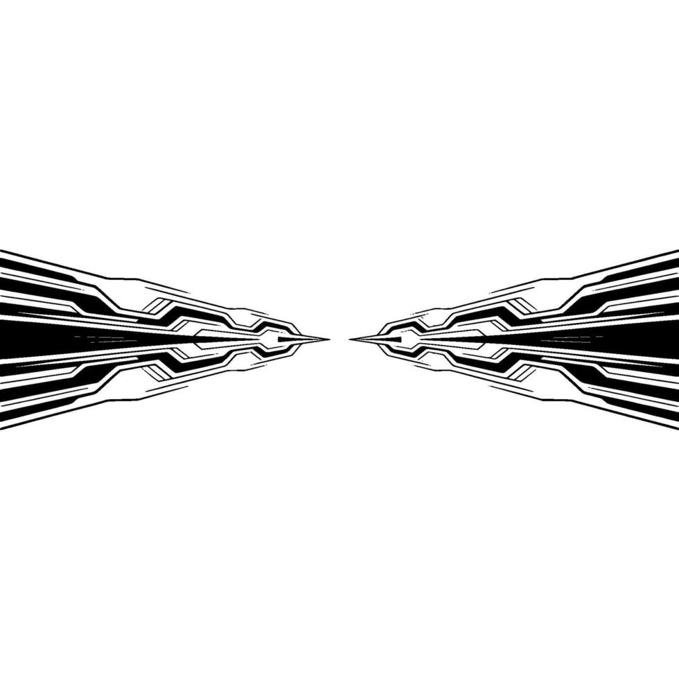 Futuristic Tech Line Art, Black and White Abstract vector