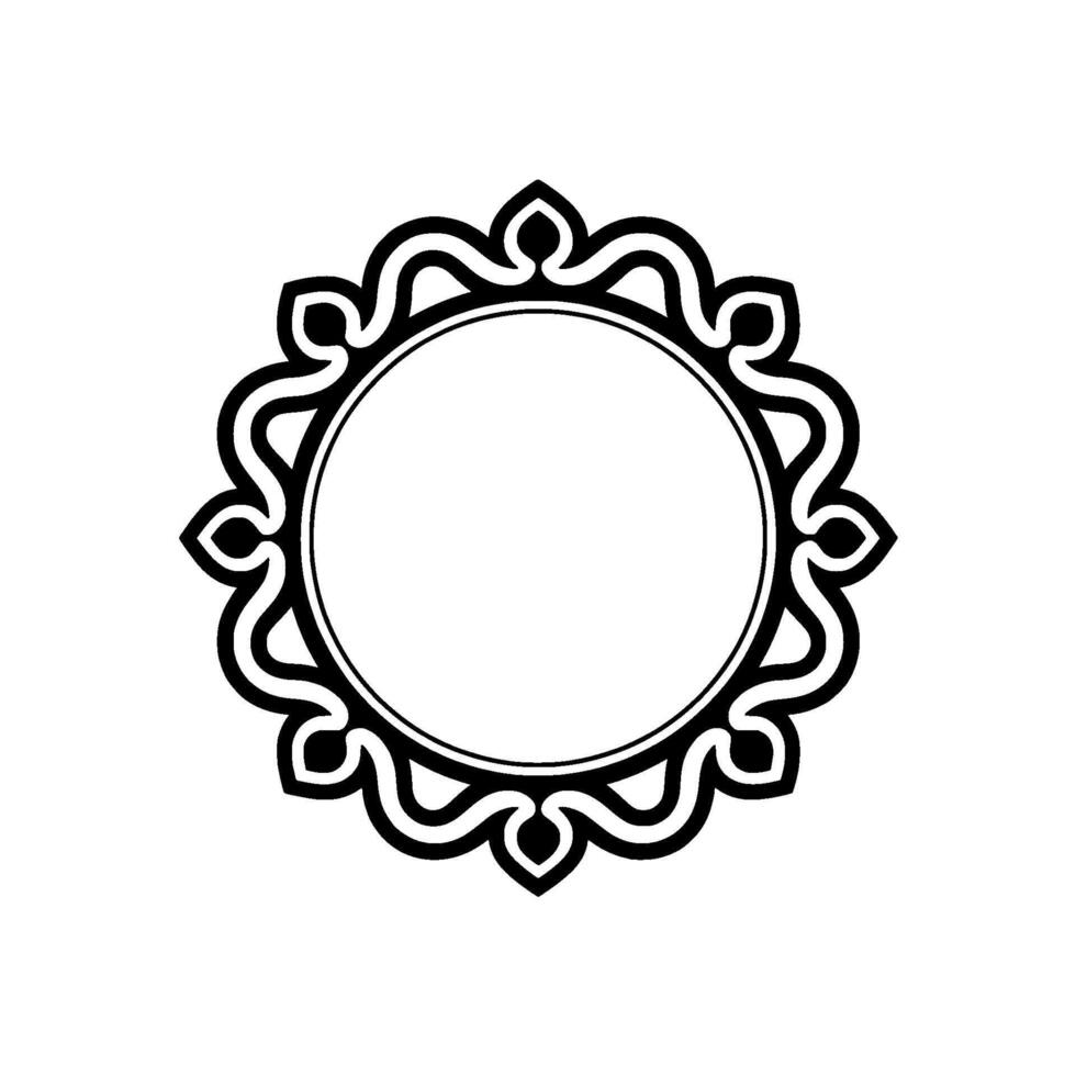 Elegant Black and White Circular Decorative Frame Element, Minimalist vector
