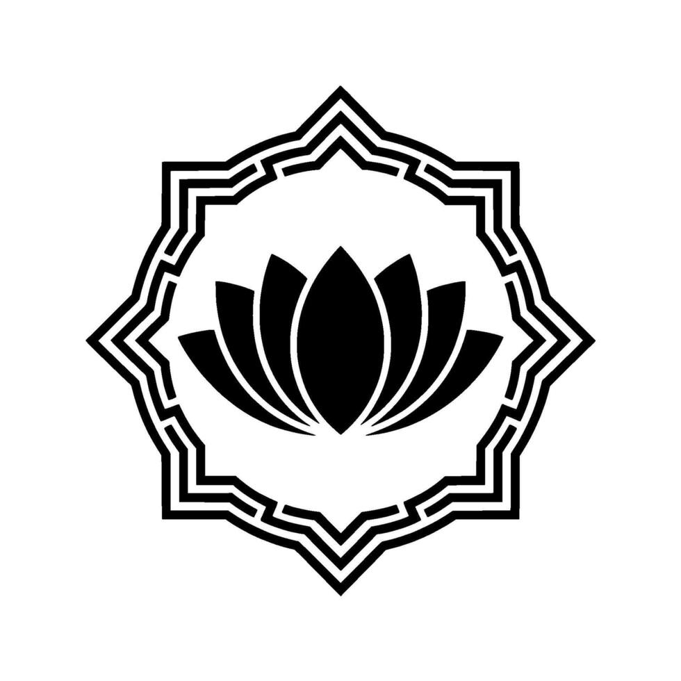 Elegant Lotus Flower Emblem in Geometric Frame, Minimalist vector