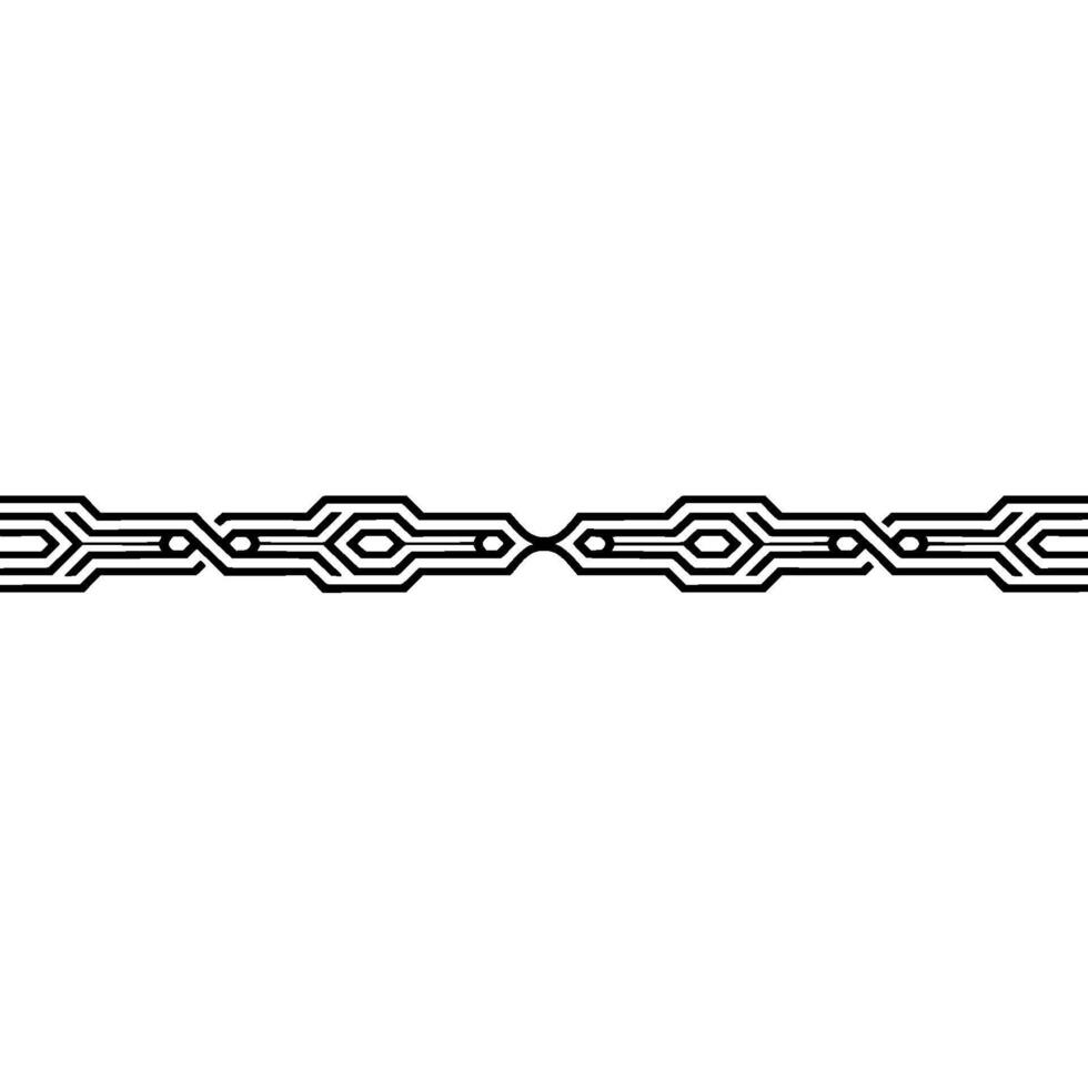 Minimalist Tech Border Geometric Black and White Pattern, Line Art . vector