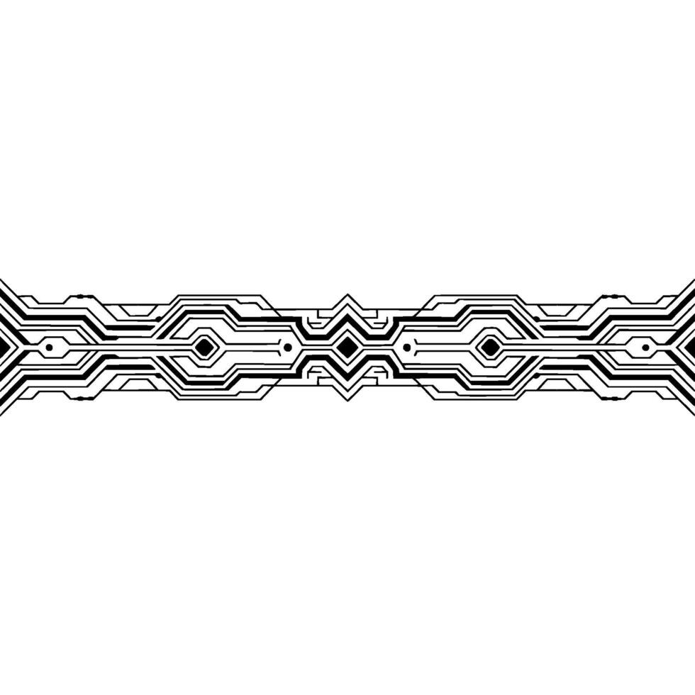 Abstract Circuit Board Symmetrical Tech Border, Minimalist Style vector