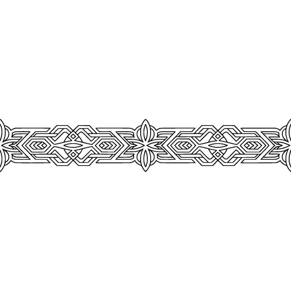 Minimalist Ornamental Geometric Border, Black Lines, White Background vector