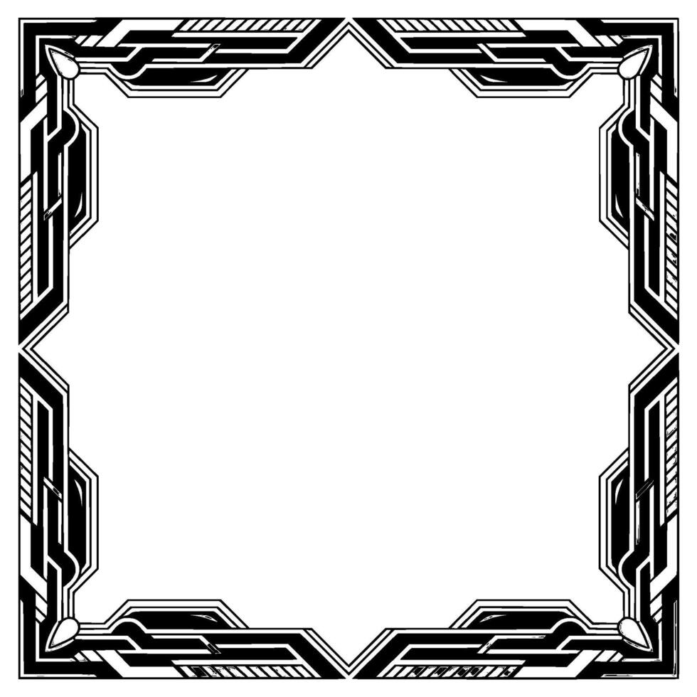 Art Deco Frame Geometric Black and Silver Border on White, Space for Text vector