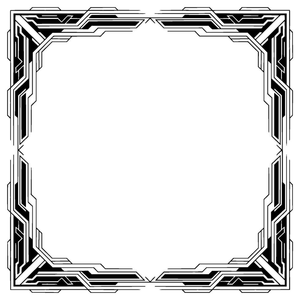 Art Deco Geometric Frame, Black White Outline, Modern Elegance vector
