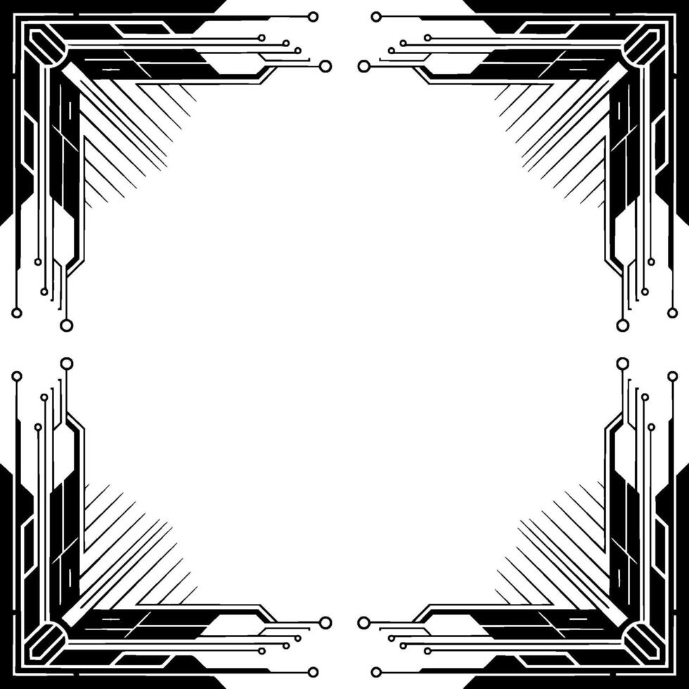 Futuristic Tech Frame Geometric Black and White , Illustration vector