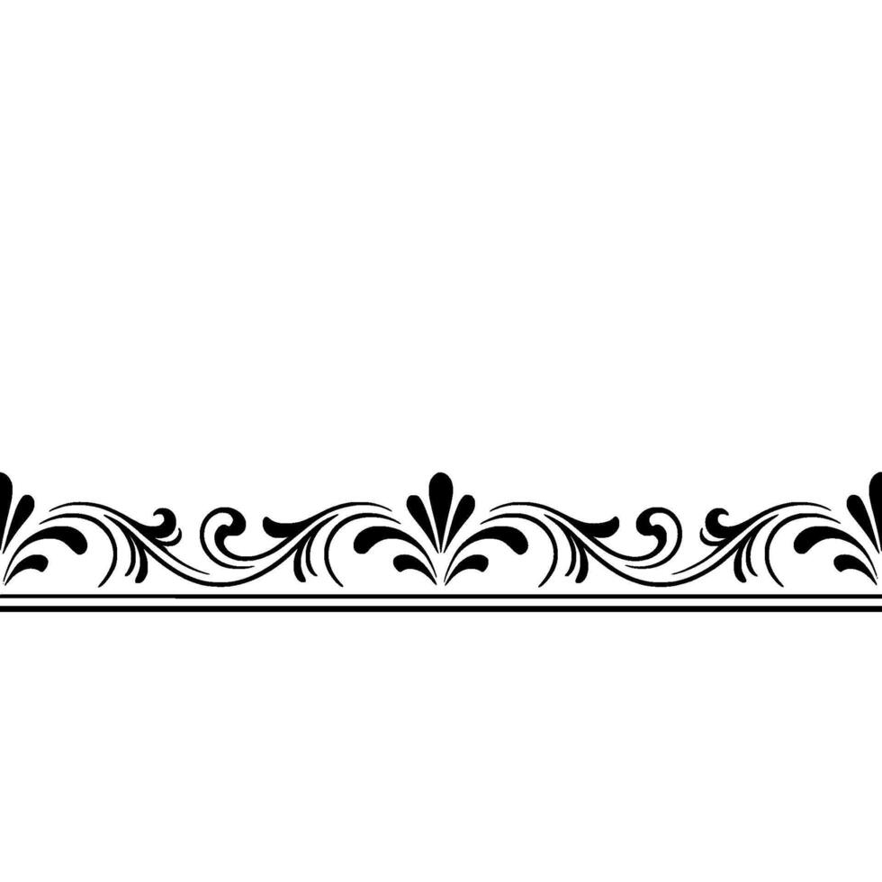 Elegant Black Floral Border on White Background, Minimalist vector