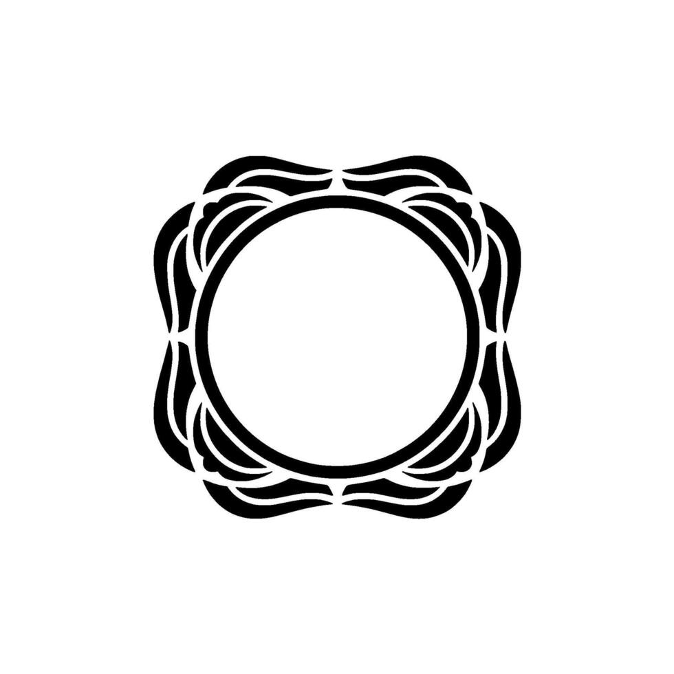 Elegant Black and White Floral Frame Emblem on Light Background vector