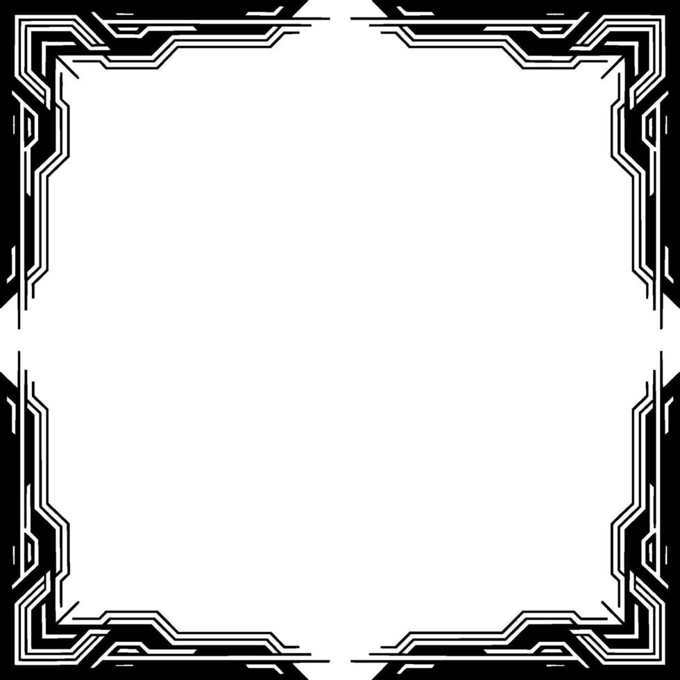 Abstract Tech Frame Futuristic Border, Modern , Geometric, Blank Space, Monochrome. vector