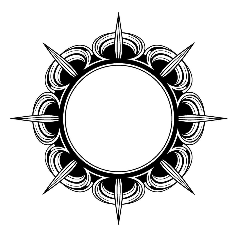 Art Deco Sunburst Frame, Black and White, Blank Circle vector