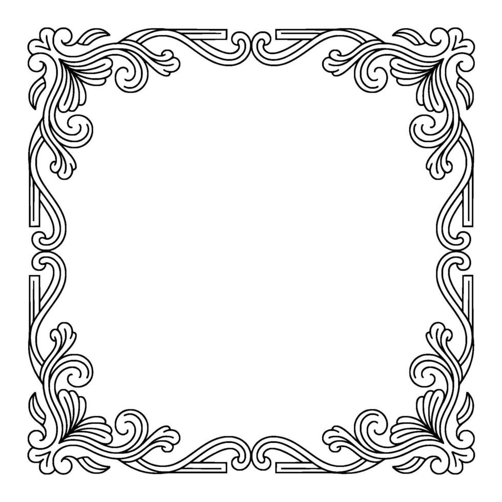 Elegant Flourish Frame, Decorative Black and White Border vector