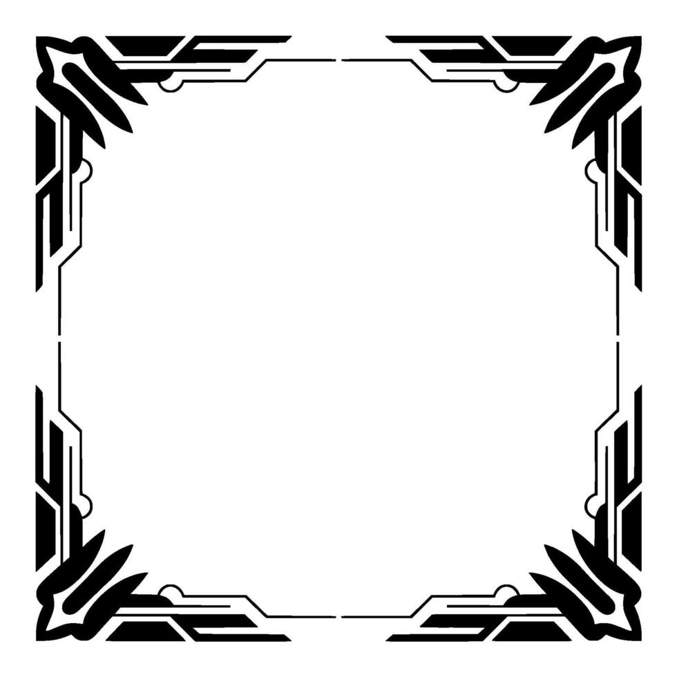 Art Deco Frame With Geometric Leaves on White Background vector