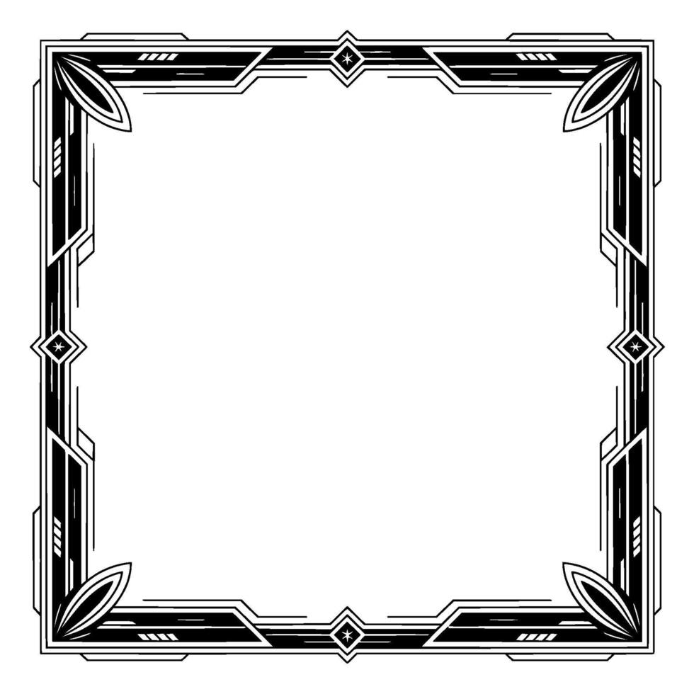 Art Deco Frame Geometric Border , Black and White, Empty Space vector