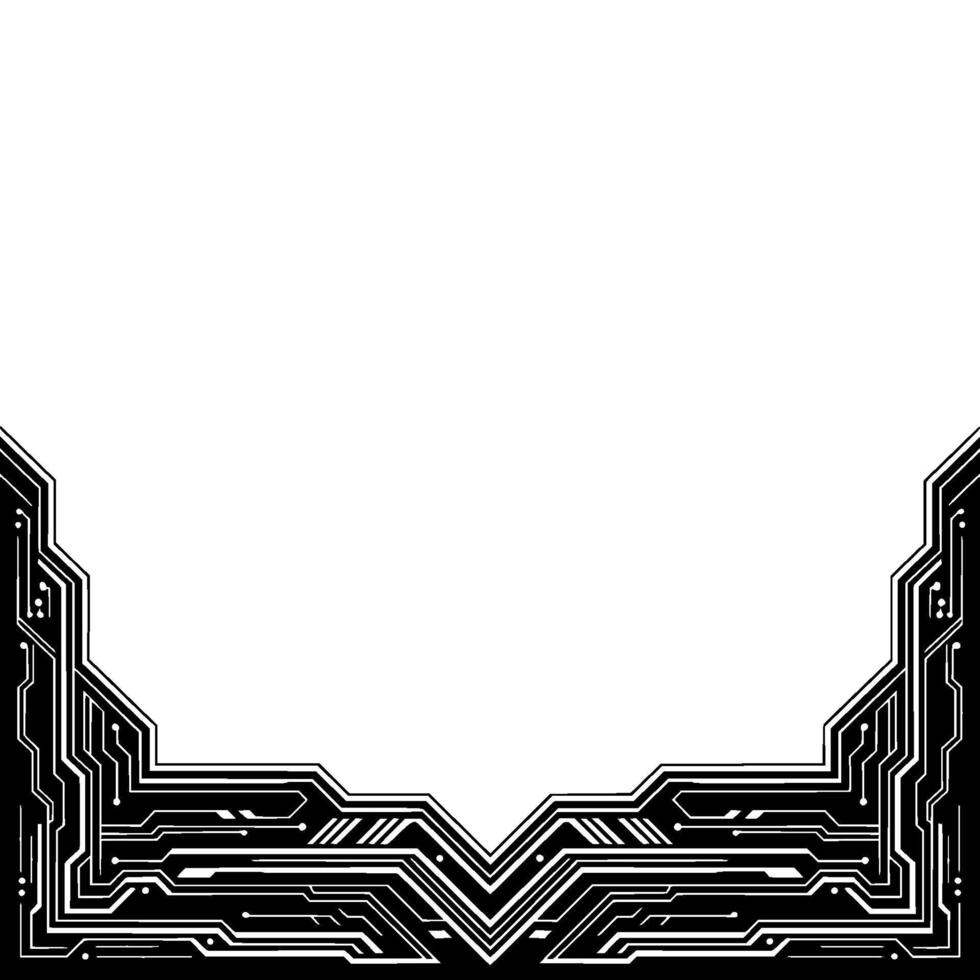 Circuit Board Frame Black White Technology Background, Digital vector