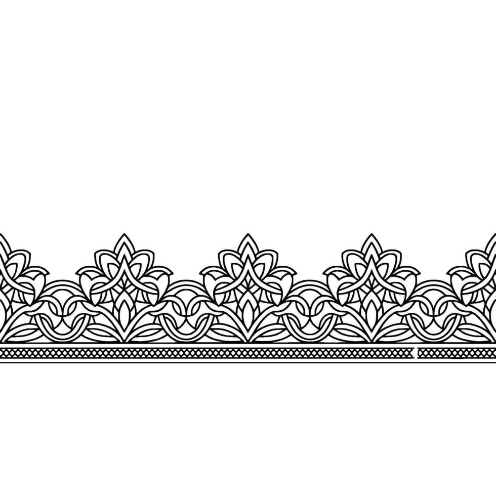 Elegant Floral Border in Black and White, Pattern vector