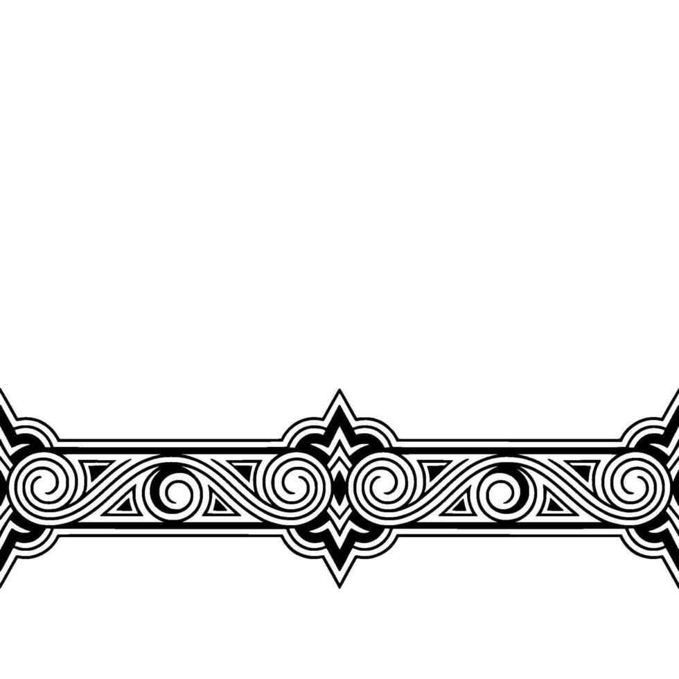Black White Decorative Border, Geometric Ornate on White, Abstract, Elegant. vector