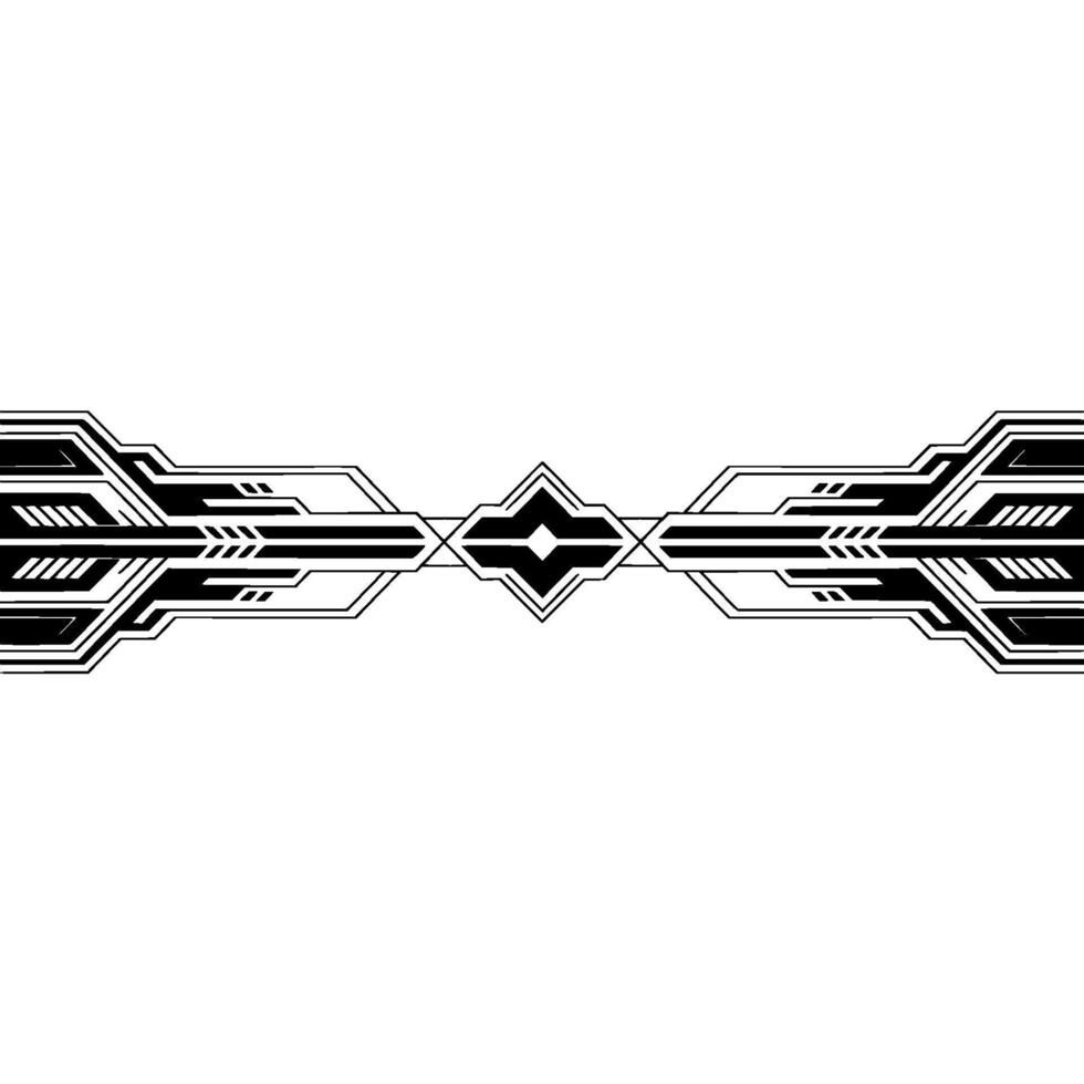 Geometric Futuristic Abstract Border in Black and White vector