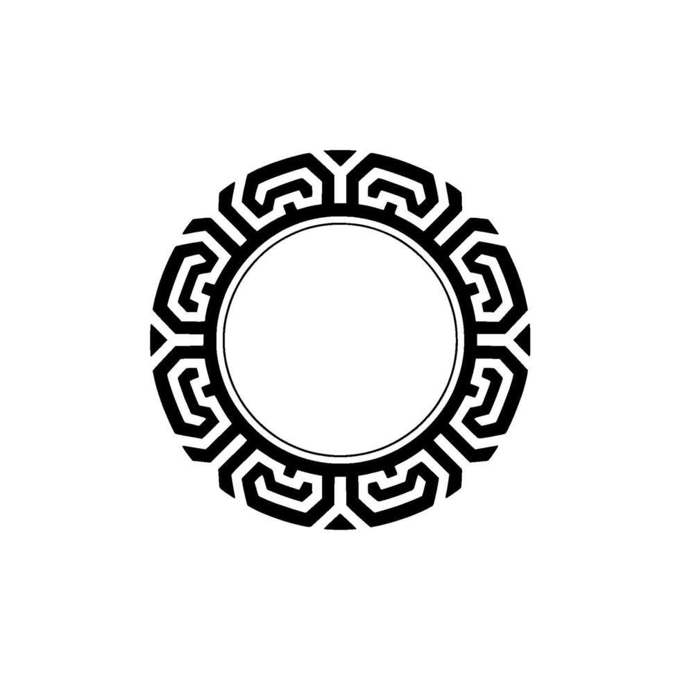 Geometric Black and White Decorative Circle Frame on White vector