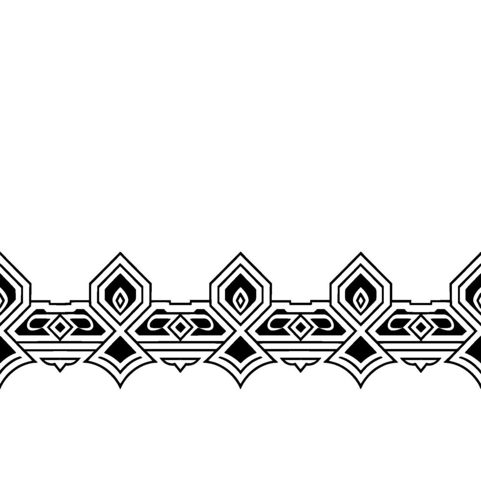 Geometric Border Ornament Minimalist Black White Pattern on White vector