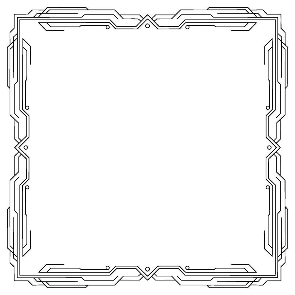 Geometric Tech Frame, Minimalist Border, White Background vector