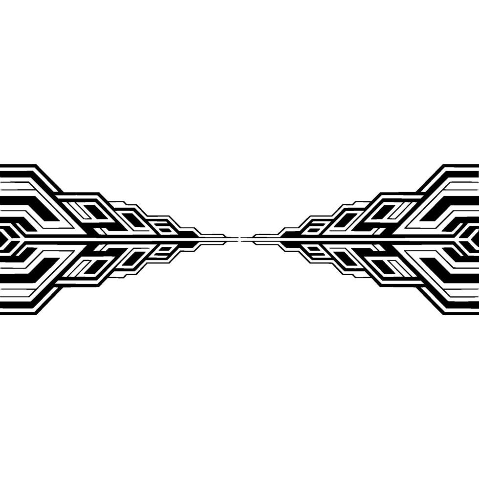 Futuristic Tech Line Black White Abstract Border vector