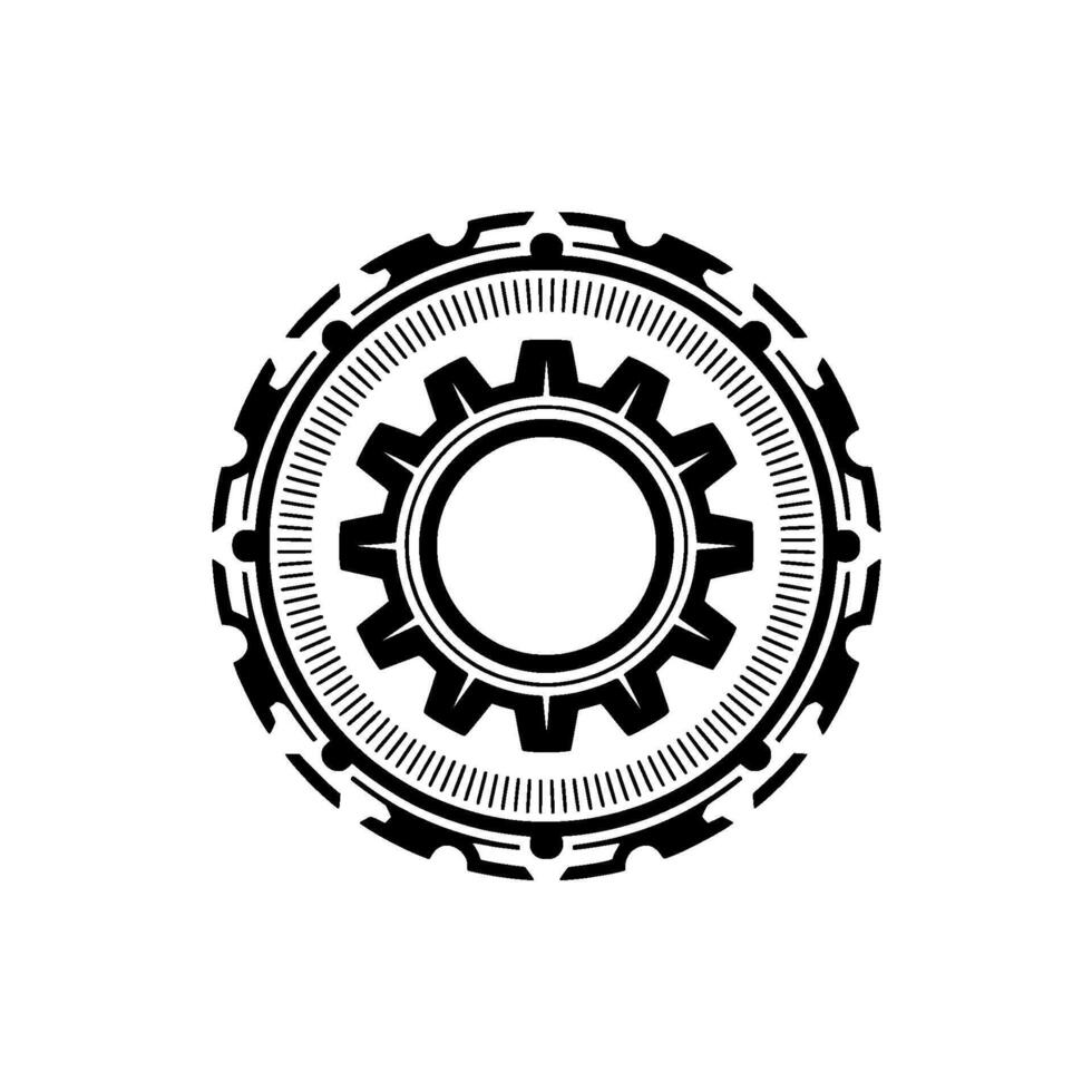 Abstract Gear Minimalist Black White Emblem, Technology, Engineering vector