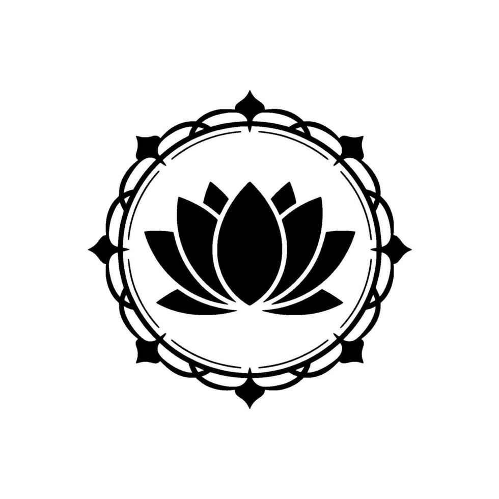 Elegant Lotus Flower Black and White Minimalist vector