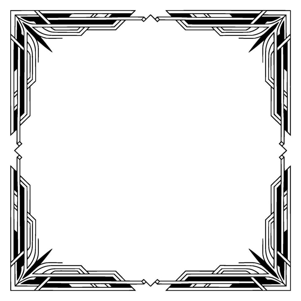 Art Deco Frame, Black and White, Elegant Geometric , Blank Center vector