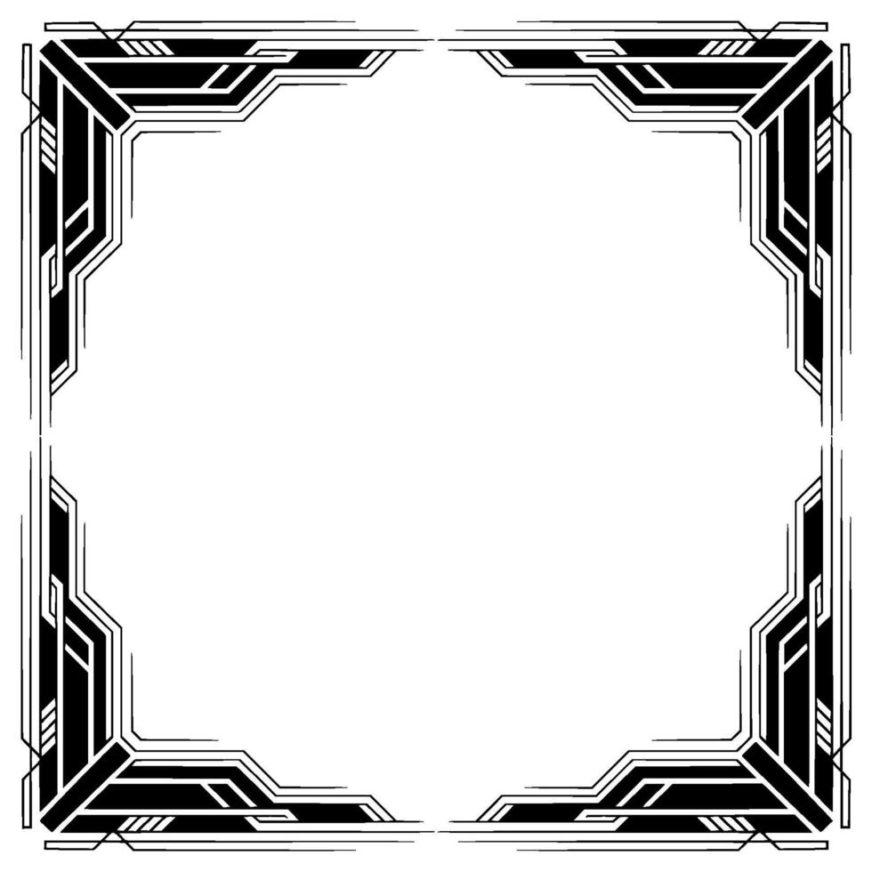Art Deco Frame Geometric Black White for Invitations, Certificates vector
