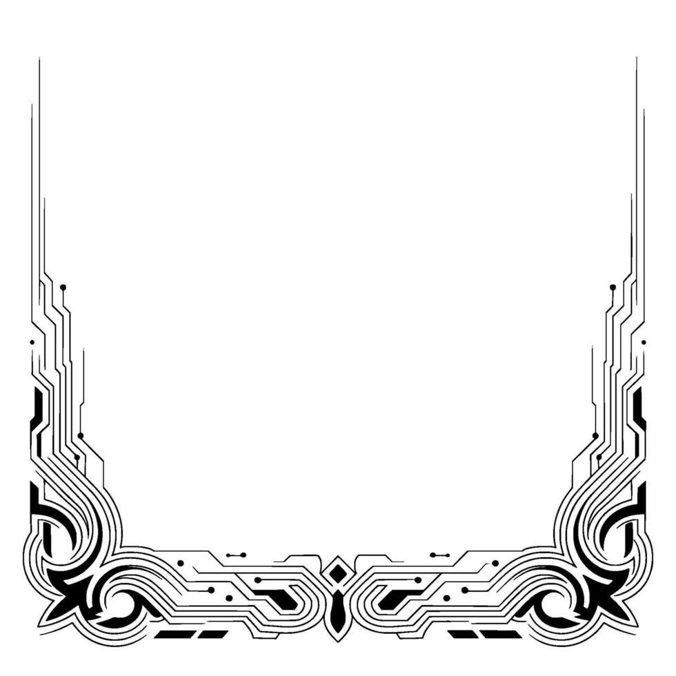 Tech Frame Circuit Board Corner Border, Modern Element vector