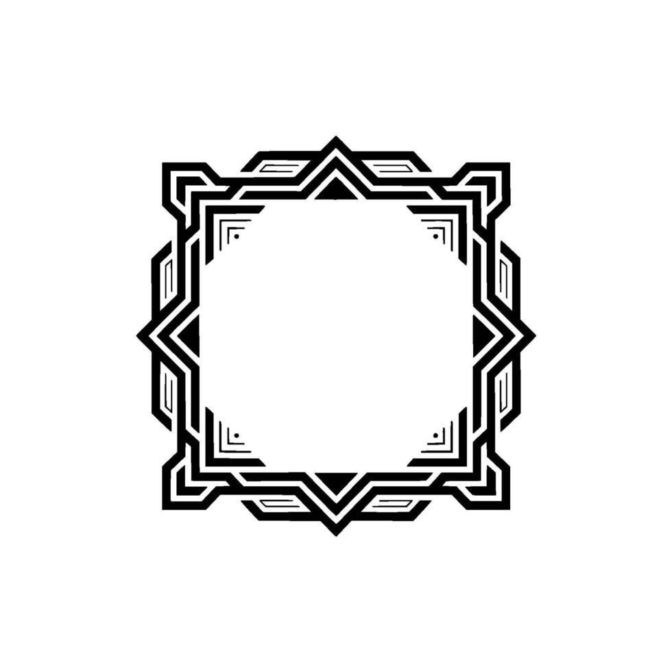 Art Deco Frame Geometric Black White on White Background vector