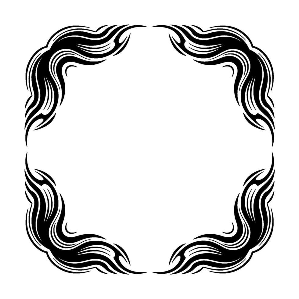 Tribal Frame Black and White Border With Geometric Flourishes vector