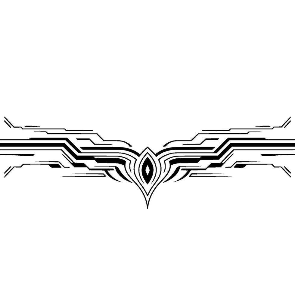Abstract Tech Ornament, Geometric , Black and White, vector