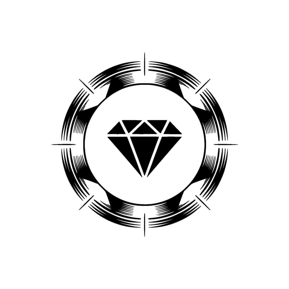 Diamond Emblem Minimalist Black White vector