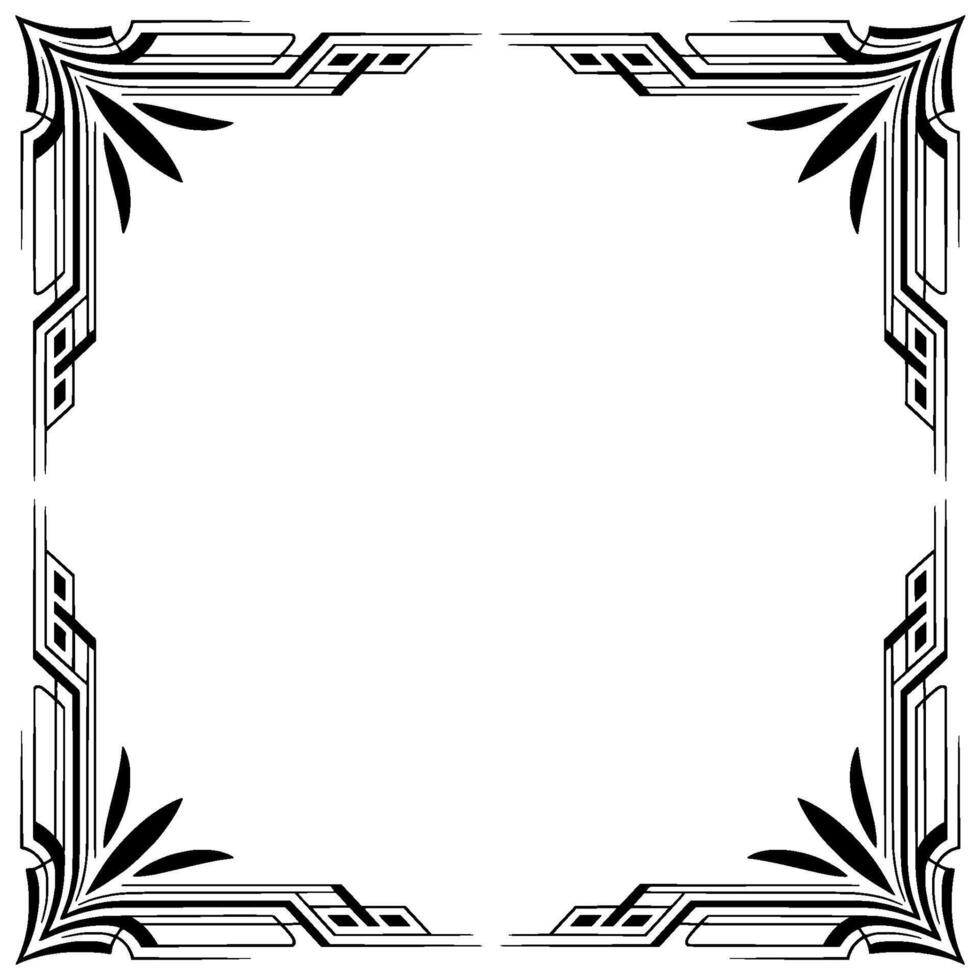 Art Deco Frame With Geometric Accents on White vector