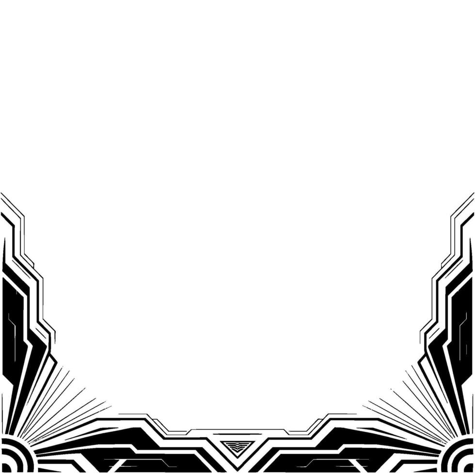 Art Deco Frame With Modern Geometric , Black and White Border vector