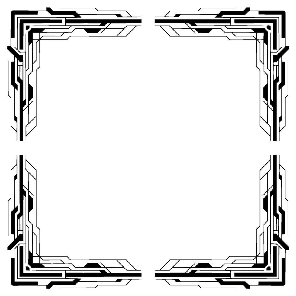 Geometric Tech Border Frame, Modern , Blank White Background vector