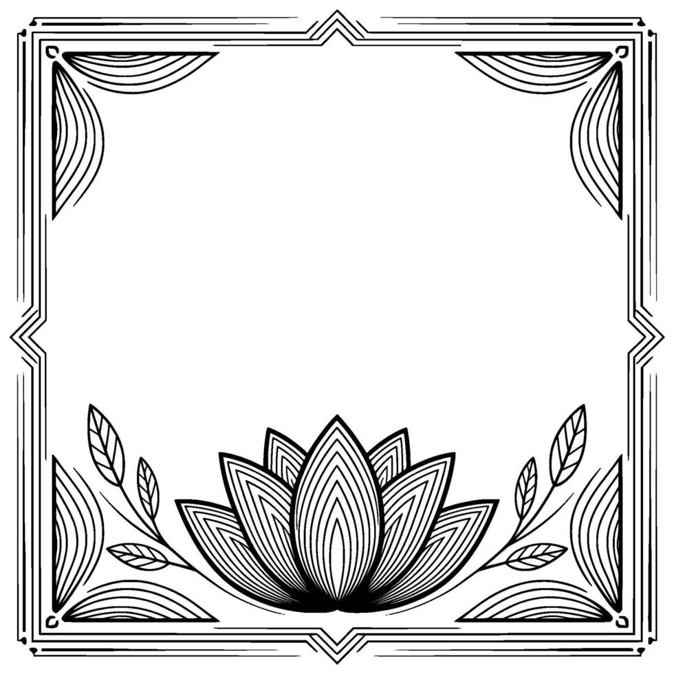 Elegant Lotus Frame Minimalist for Invitations Branding vector