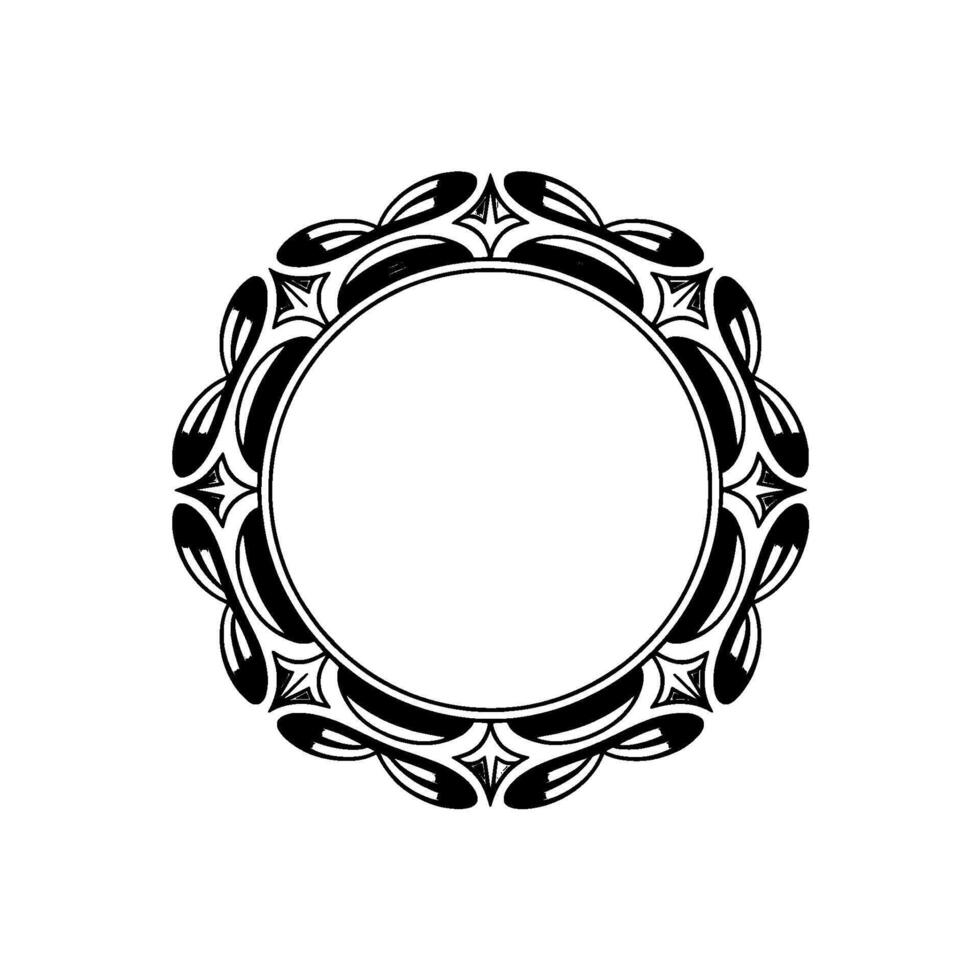 Elegant Geometric Circular Frame in Grayscale, Blank Space vector