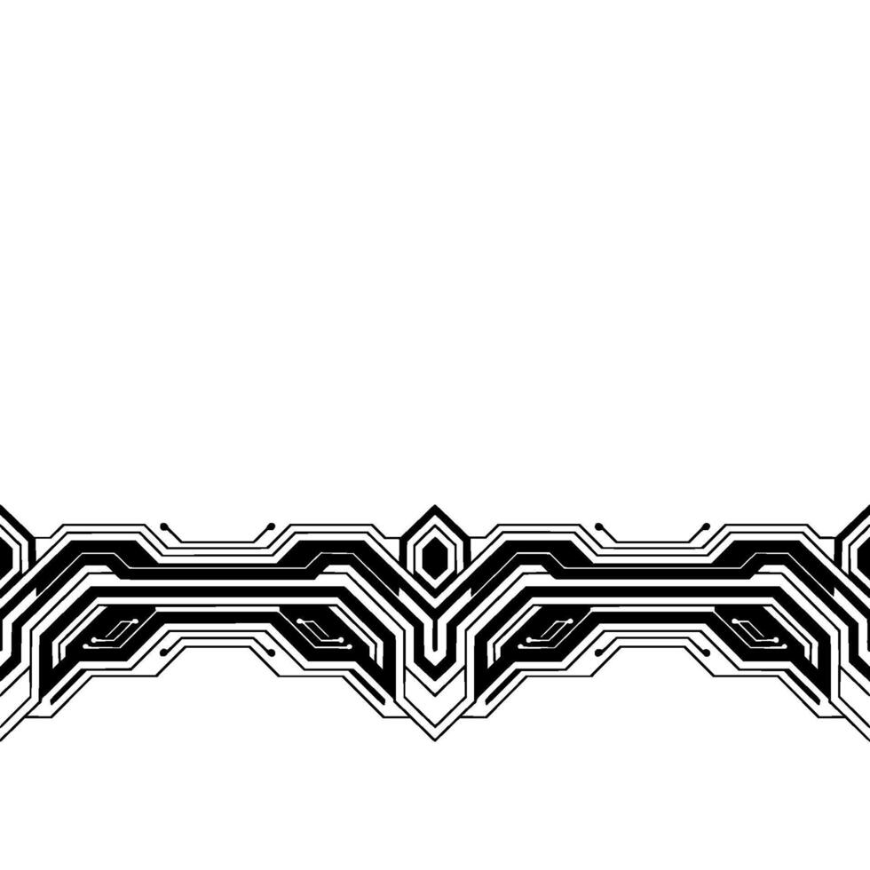 Futuristic Circuit Board Border Black White Tech vector