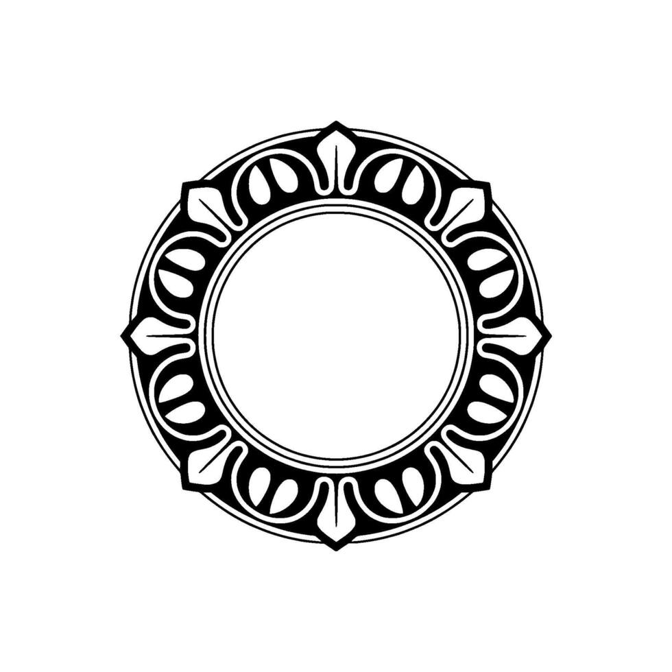 Black and White Ornamental Circle Frame vector