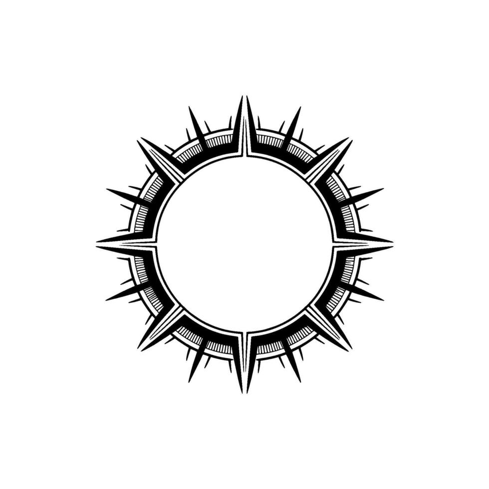 Geometric Starburst Frame, Minimalist Black White vector