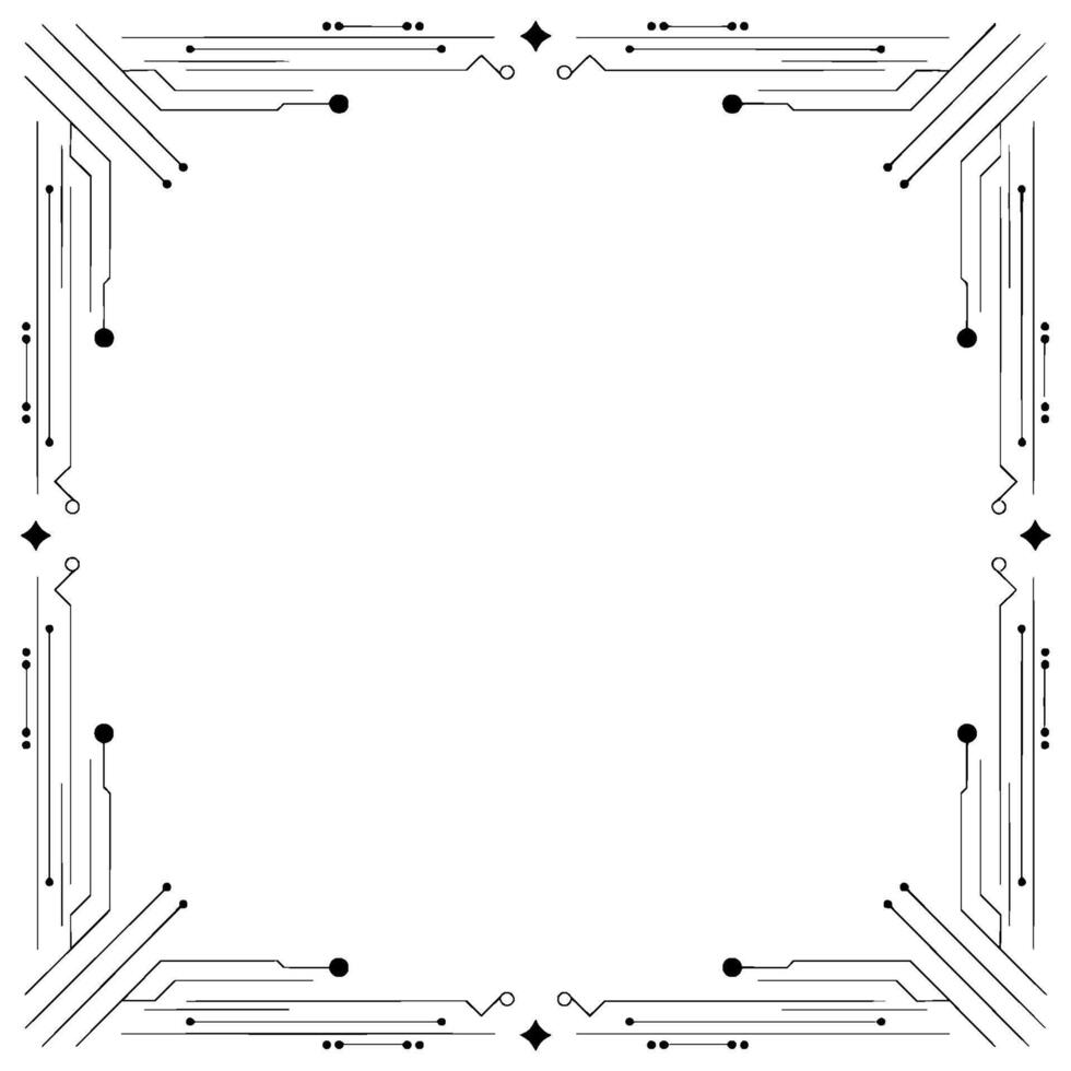 Minimalist Tech Border Frame, Circuit Board , Blank Space vector