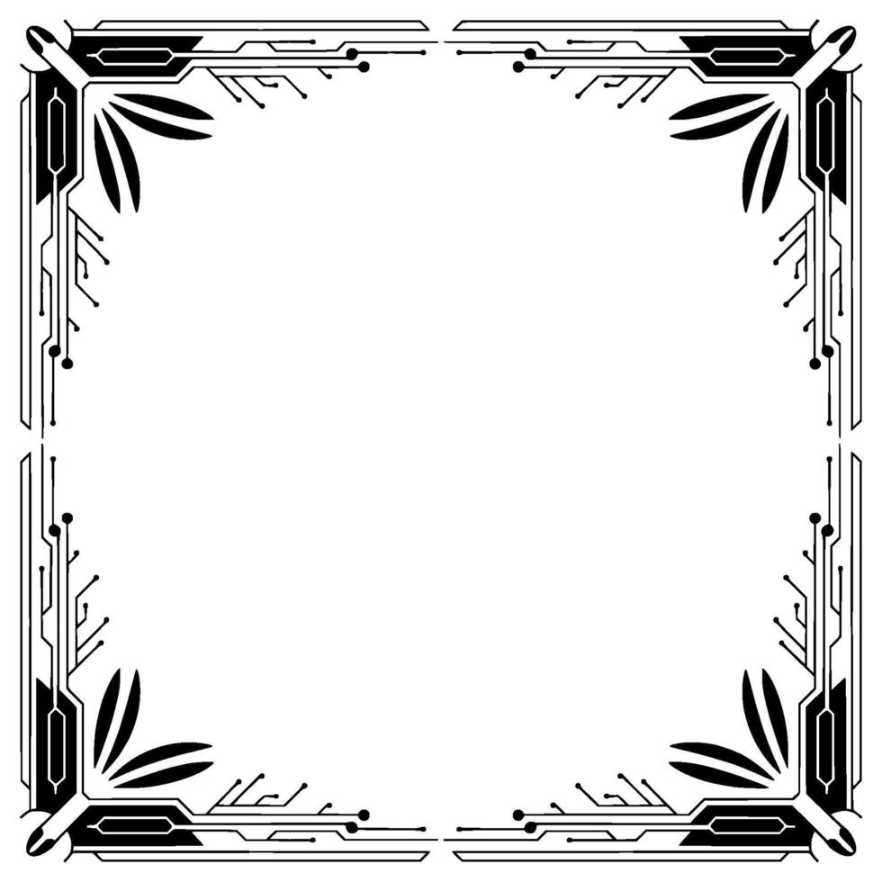 Futuristic Tech Frame Circuit Board Border , Illustration vector