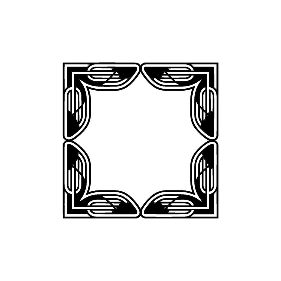 Art Deco Frame Geometric Border With Wings Element vector