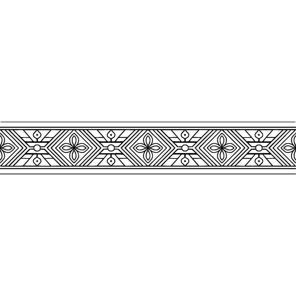 Elegant Geometric Border Floral Pattern, Minimalist Style, . vector